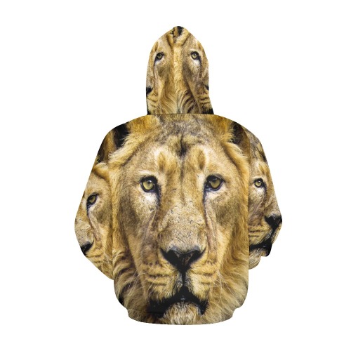 Face of Lion All Over Print Hoodie for Men (USA Size) (Model H13)