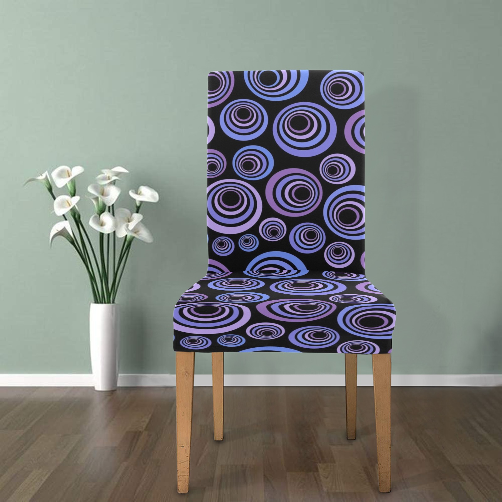 Retro Psychedelic Pretty Purple Pattern Removable Dining Chair Cover