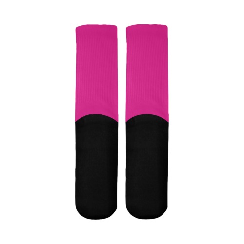color Barbie pink Mid-Calf Socks (Black Sole)