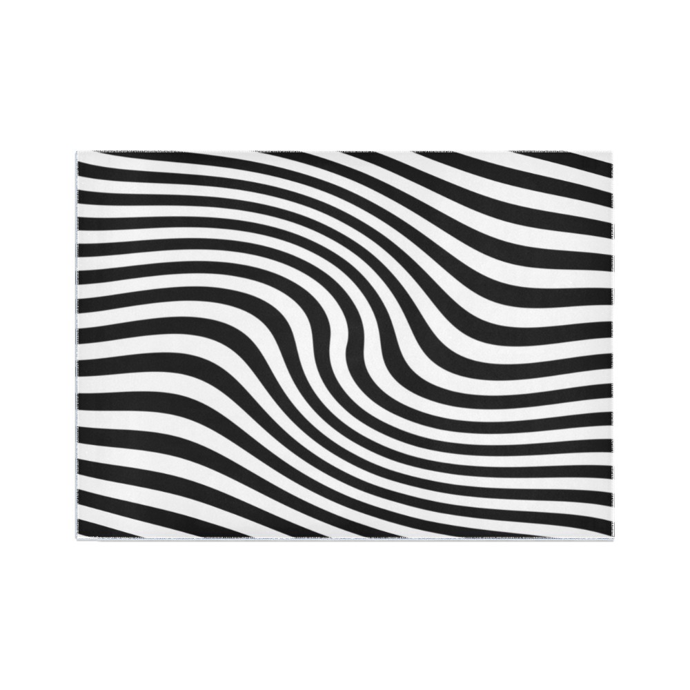 Op Art Warped Stripes (Black|White) Area Rug7'x5'