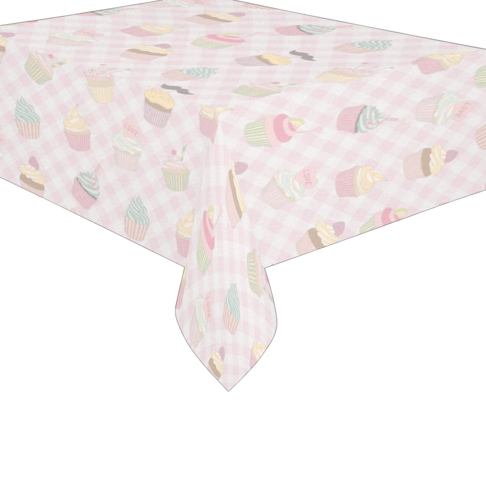 Cupcakes Cotton Linen Tablecloth 60"x 84"