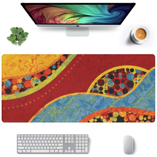 Abstract Pattern Mix - Dots And Colors 4 Gaming Mousepad (35"x16")
