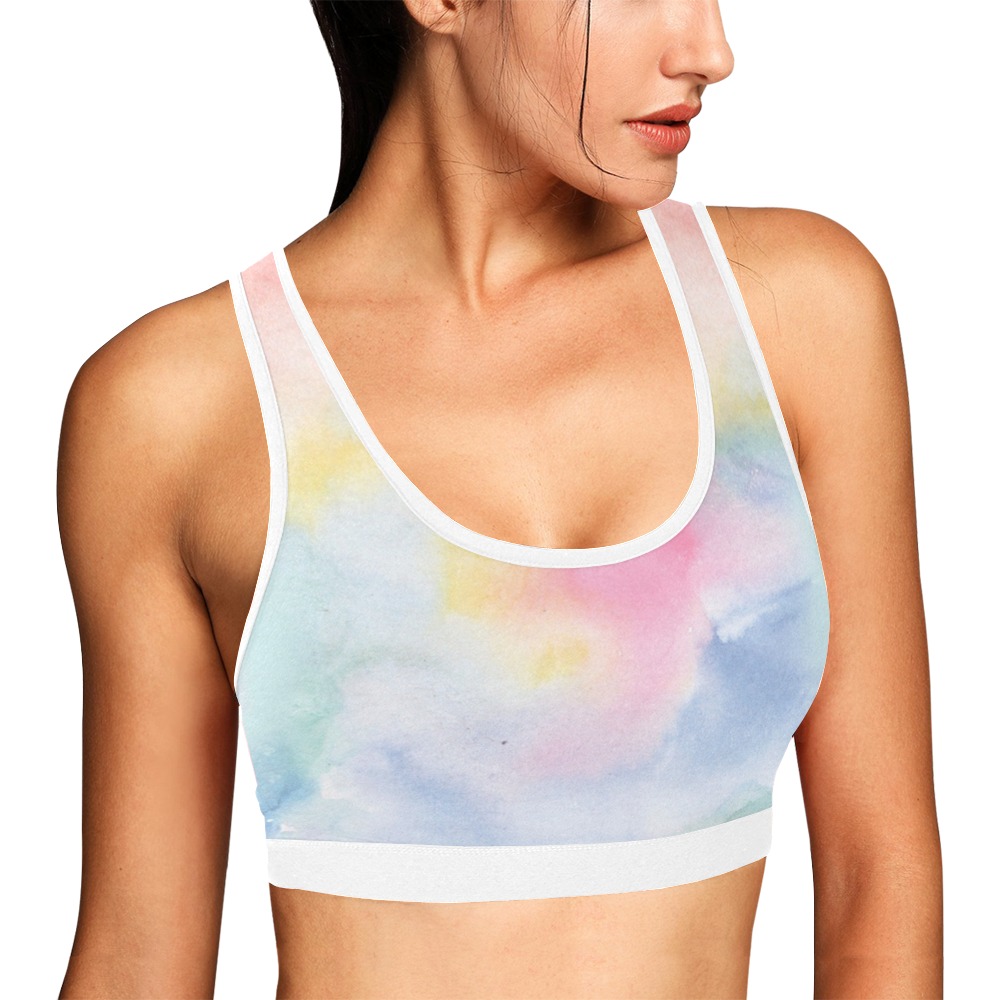 Colorful watercolor Women's All Over Print Sports Bra (Model T52)
