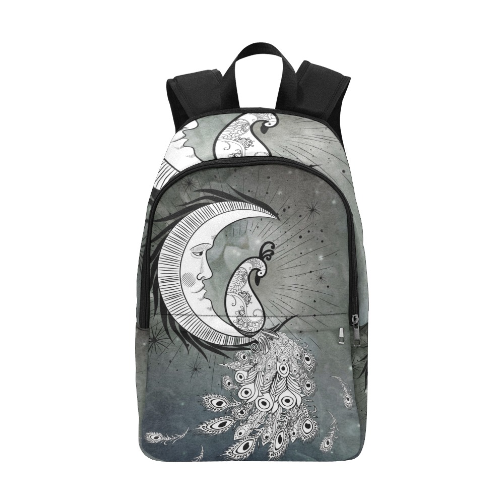 Wonderful peacock on the moon Fabric Backpack for Adult (Model 1659)