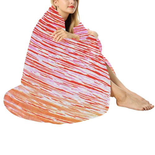 Orange and red water Circular Ultra-Soft Micro Fleece Blanket 60"