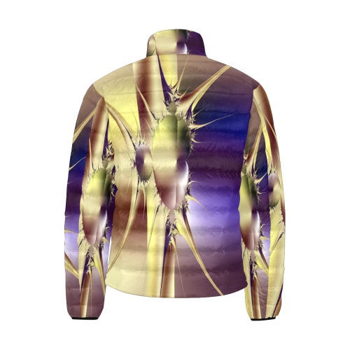 Fractal Gold Men's Stand Collar Padded Jacket (Model H41)