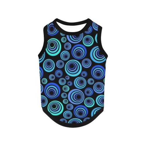Retro Psychedelic Pretty Blue Pattern All Over Print Pet Tank Top