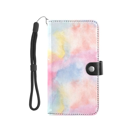 Colorful watercolor Flip Leather Purse for Mobile Phone/Large (Model 1703)