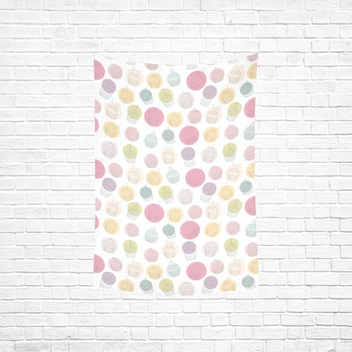 Colorful Cupcakes Cotton Linen Wall Tapestry 40"x 60"
