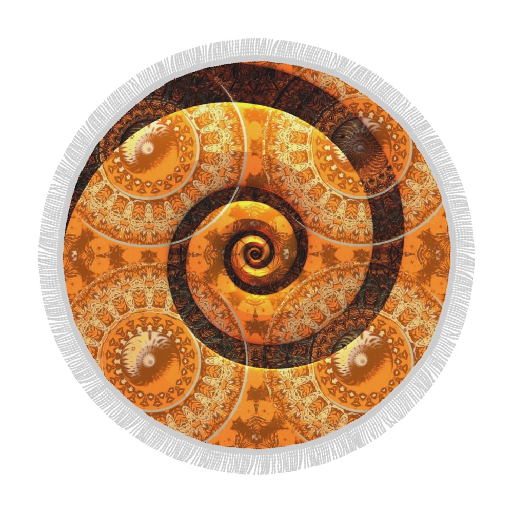 Dreams - Mandalas and Spiral Circular Beach Shawl 59"x 59"