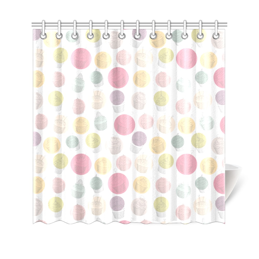 Colorful Cupcakes Shower Curtain 69"x70"