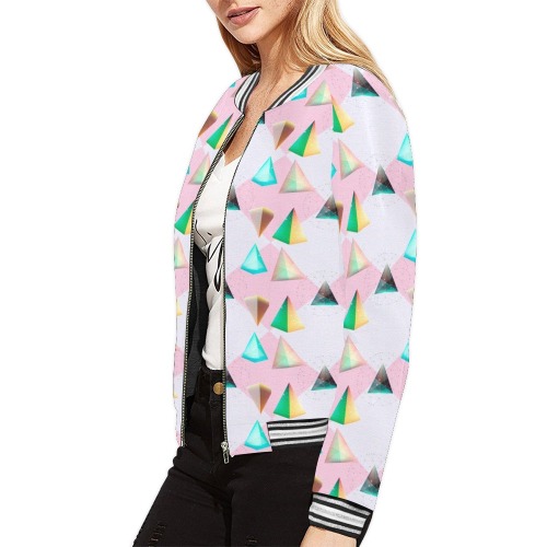 Diamonds All Over Print Bomber Jacket for Women (Model H21)