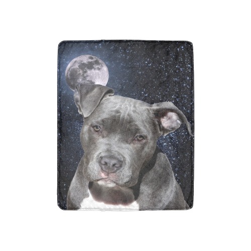 Dog Pitbull Terrier and Moon Ultra-Soft Micro Fleece Blanket 30''x40''