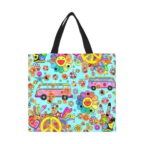 Flower Power 70er by Nico Bielow All Over Print Canvas Tote Bag/Large (Model 1699)