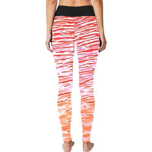 Orange and red water Women's Big Size Workout Leggings (Model L43)