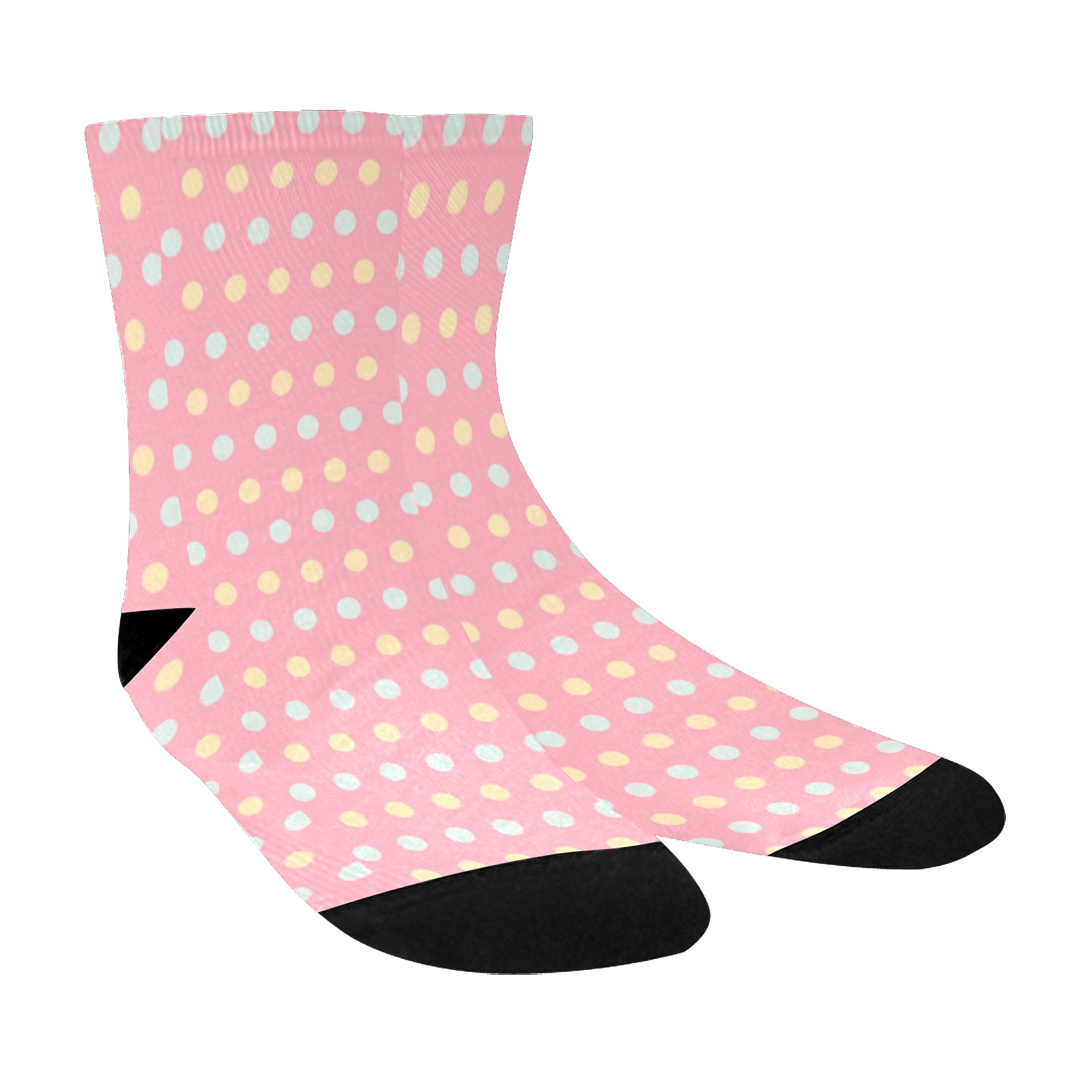 Colorful Dots On Pink Crew Socks