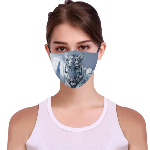 Blue White Tiger 3D Mouth Mask with Drawstring (30 Filters Included) (Model M04) (Non-medical Products)