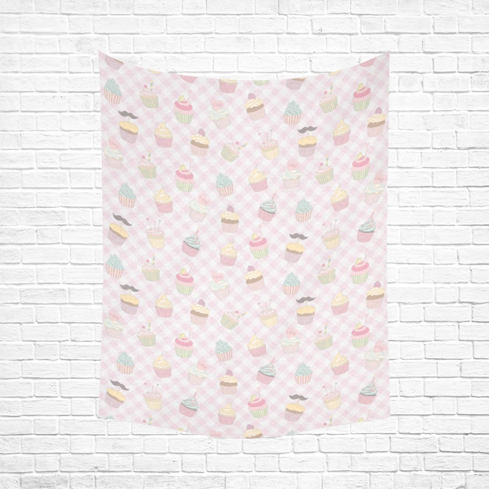 Cupcakes Cotton Linen Wall Tapestry 60"x 80"