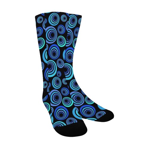 Retro Psychedelic Pretty Blue Pattern Men's Custom Socks