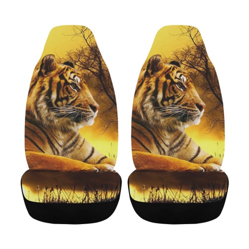 Tiger and Sunset Car Seat Cover Airbag Compatible (Set of 2)