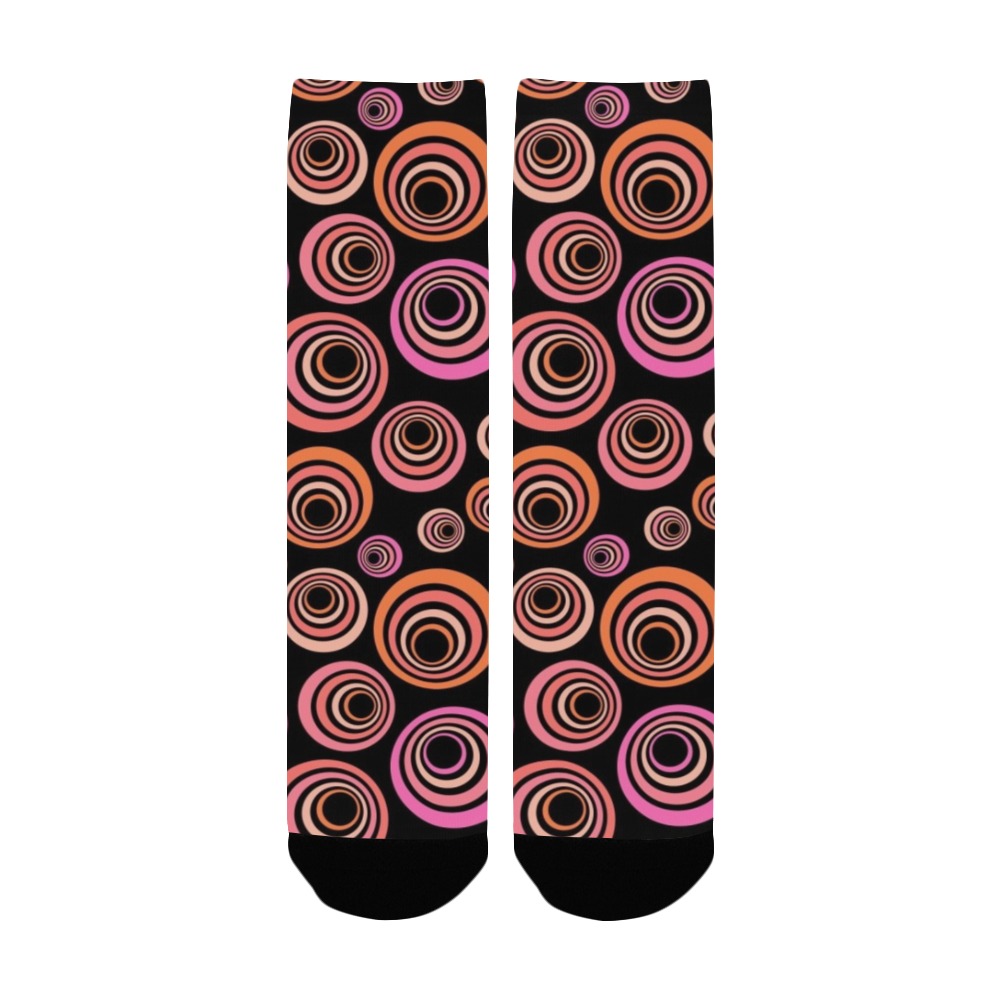 Retro Psychedelic Pretty Orange Pattern Women's Custom Socks