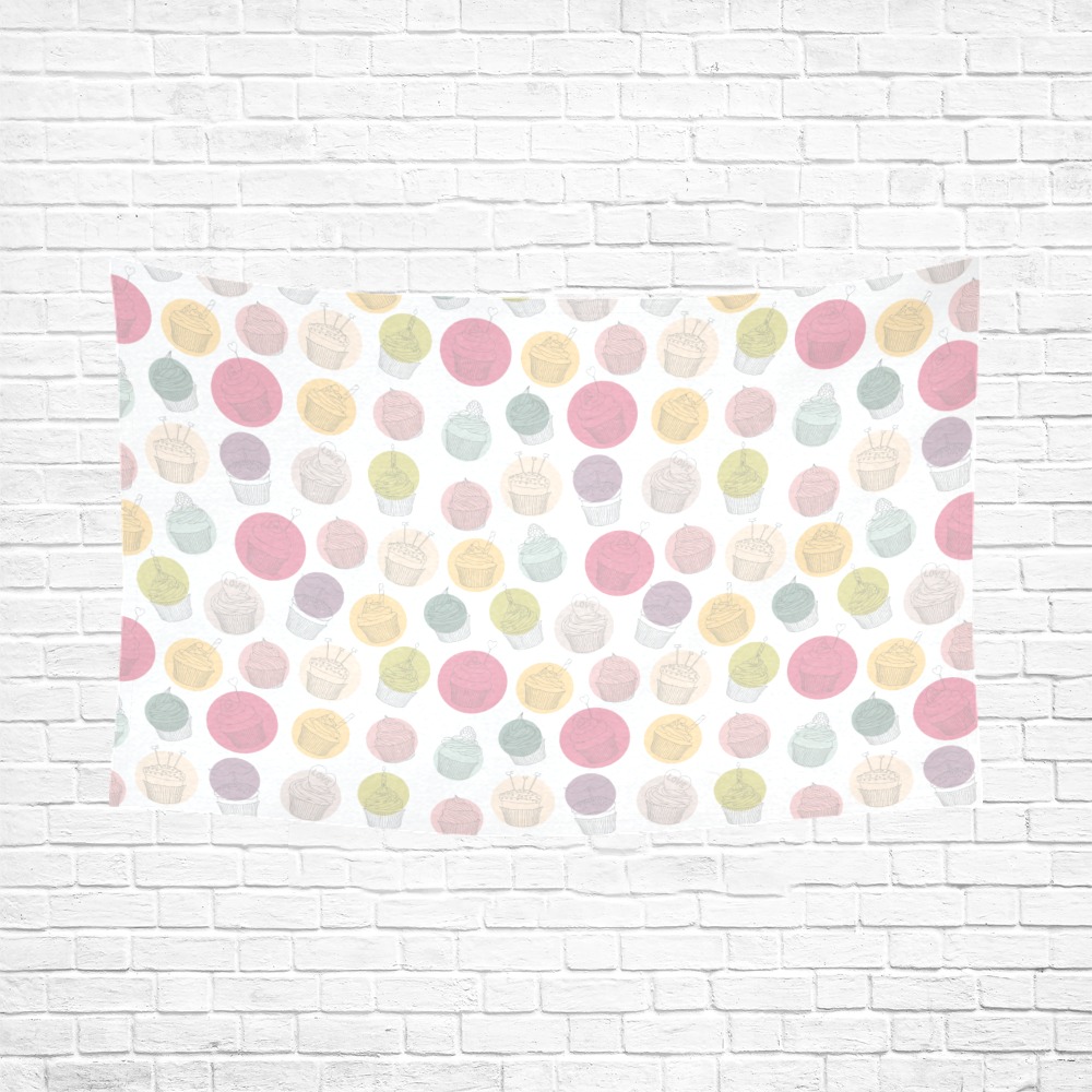 Colorful Cupcakes Cotton Linen Wall Tapestry 90"x 60"