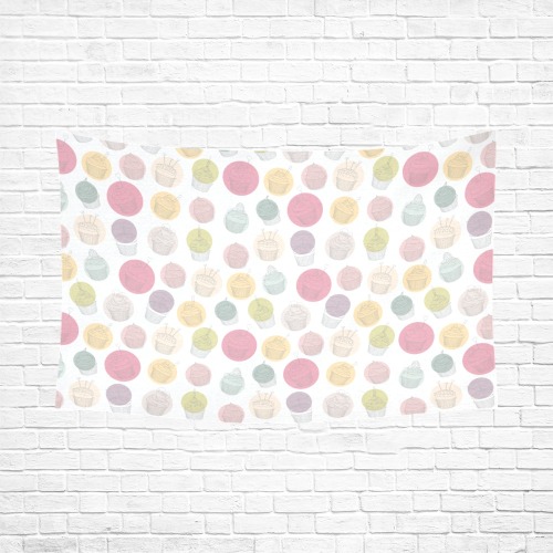 Colorful Cupcakes Cotton Linen Wall Tapestry 90"x 60"