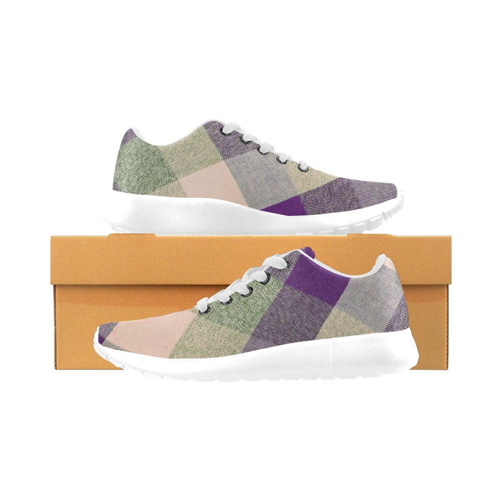 Pastel Plaid Purple Women’s Running Shoes (Model 020)
