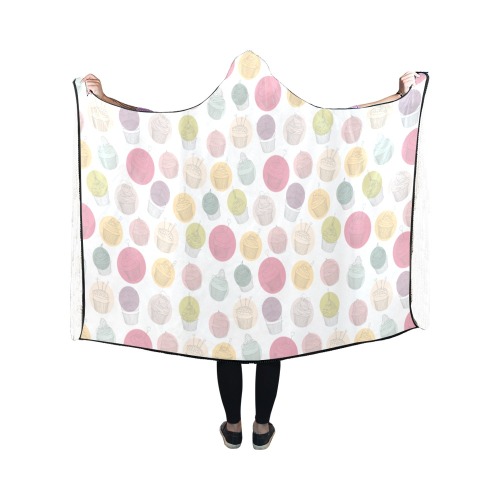 Colorful Cupcakes Hooded Blanket 50''x40''