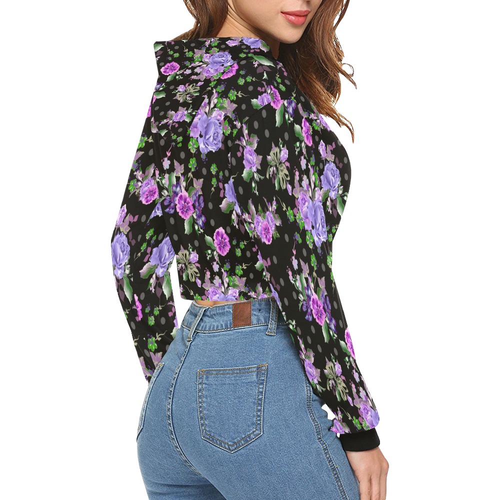 Purple Flower Dreams All Over Print Crop Hoodie for Women (Model H22)