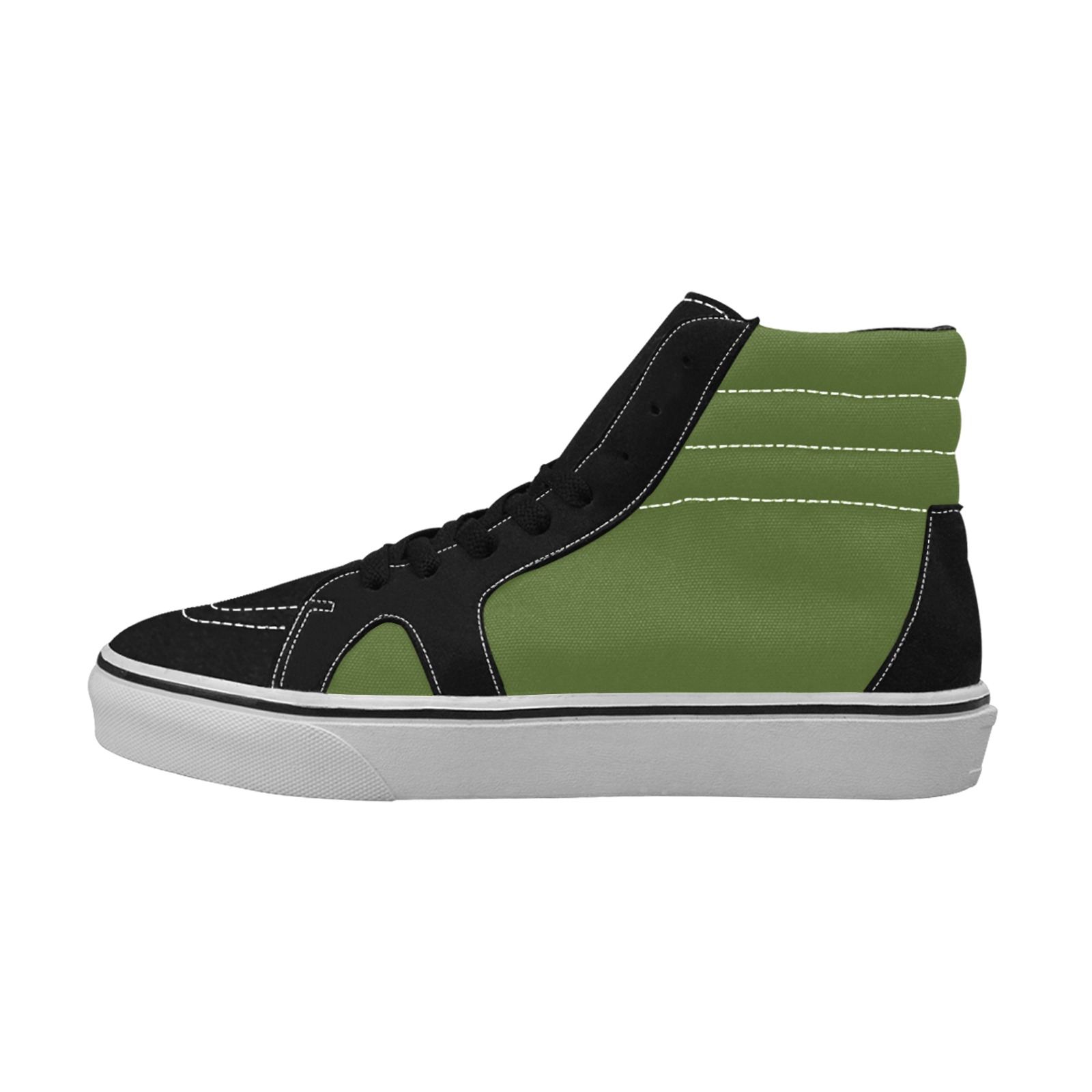 color dark olive green Women's High Top Skateboarding Shoes (Model E001-1)