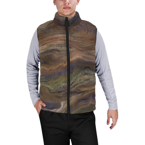 brown Men's Padded Vest Jacket (Model H44)