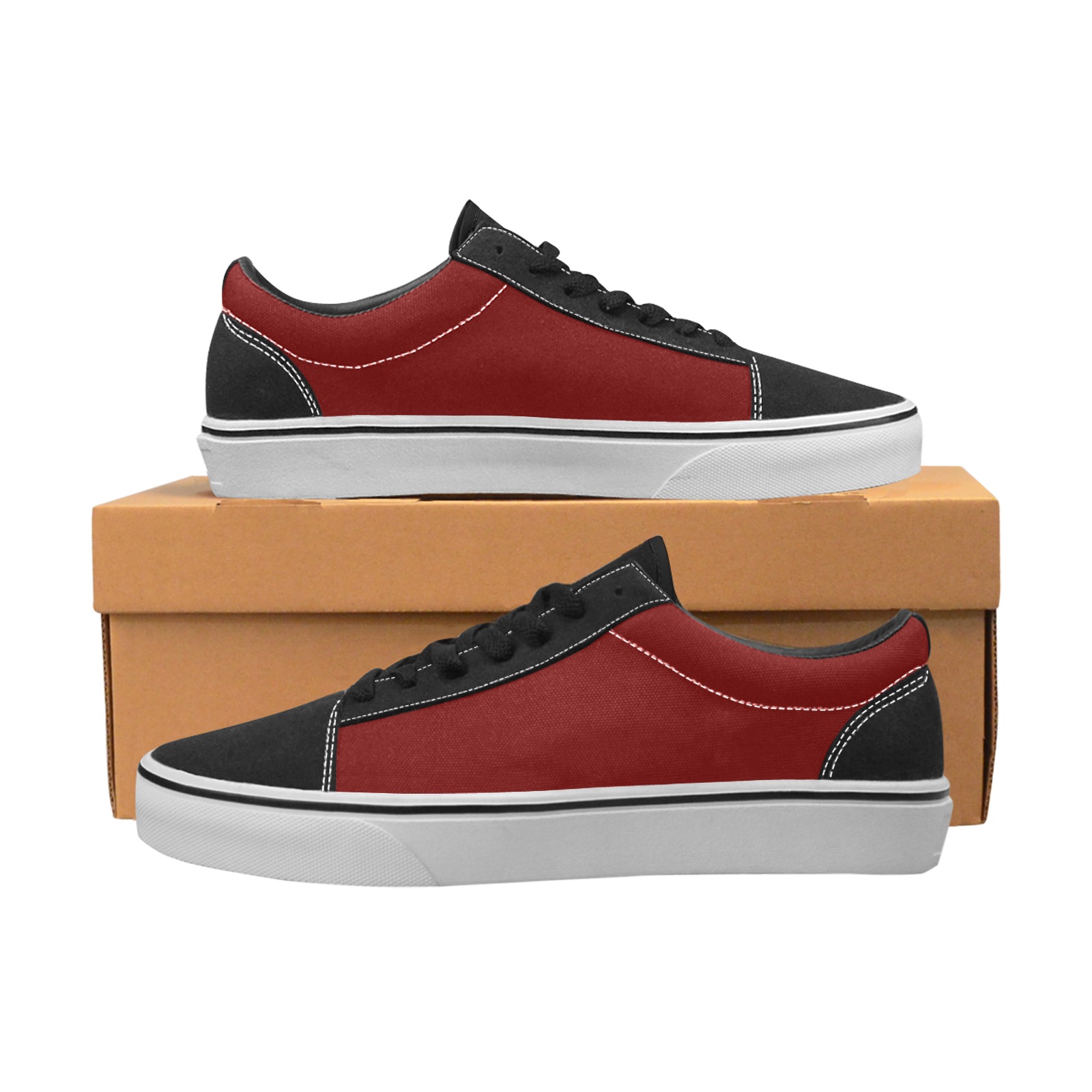 color blood red Women's Low Top Skateboarding Shoes (Model E001-2)