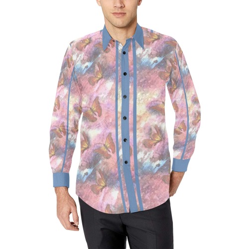 Two-Tone Pastel Monarch Men's All Over Print Casual Dress Shirt (Model T61)
