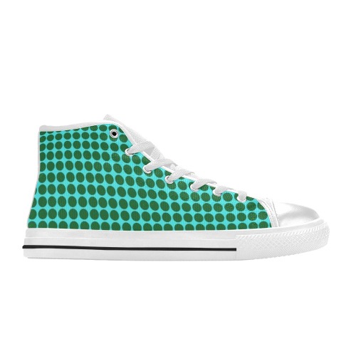 green-seafoam-dots High Top Canvas Shoes for Kid (Model 017)