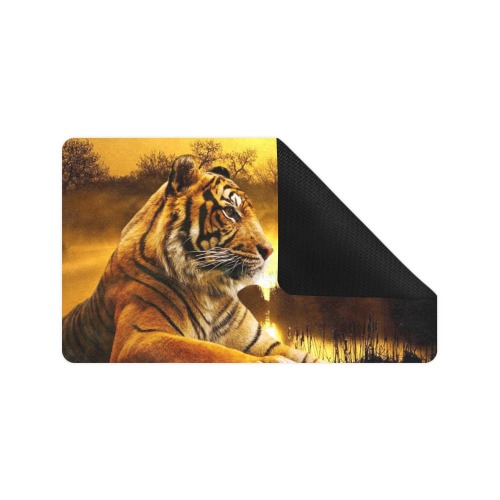 Tiger and Sunset Doormat 30"x18" (Black Base)