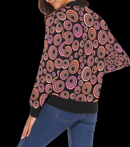 Retro Psychedelic Pretty Orange Pattern All Over Print Bomber Jacket for Women (Model H19)
