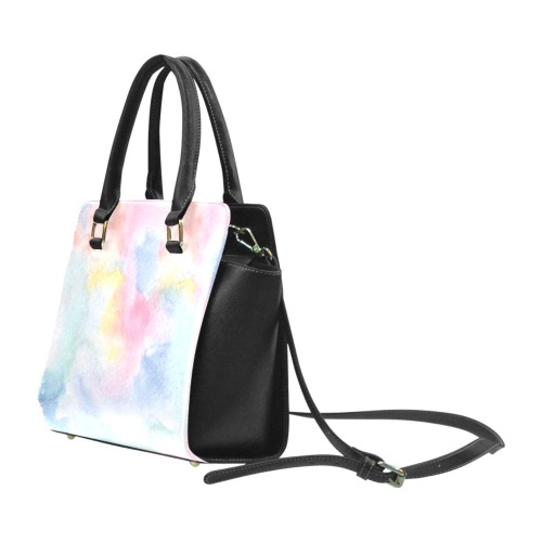 Colorful watercolor Rivet Shoulder Handbag (Model 1645)