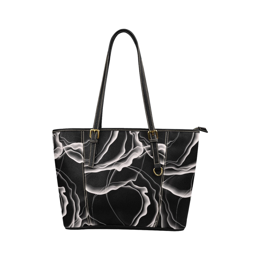 Monochrome Ink Leather Tote Bag/Small (Model 1640)