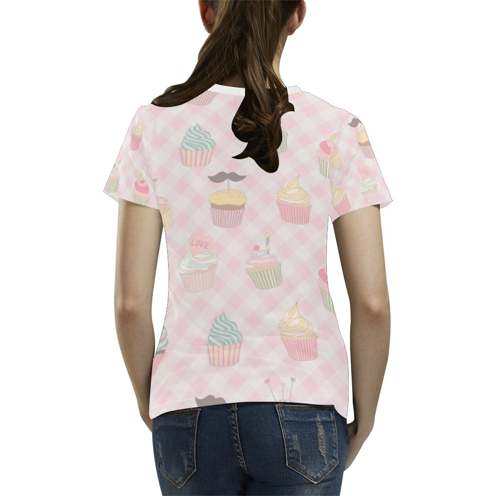 Cupcakes All Over Print T-Shirt for Women (USA Size) (Model T40)
