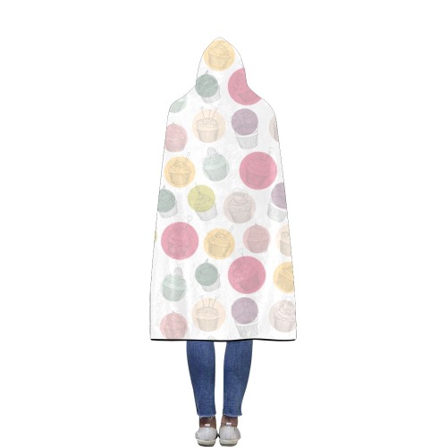 Colorful Cupcakes Flannel Hooded Blanket 56''x80''