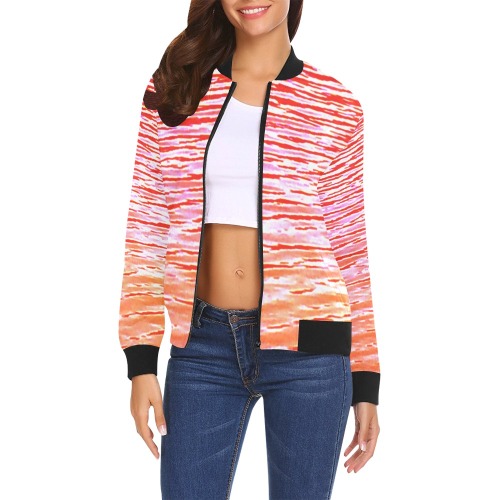 Orange and red water All Over Print Bomber Jacket for Women (Model H19)