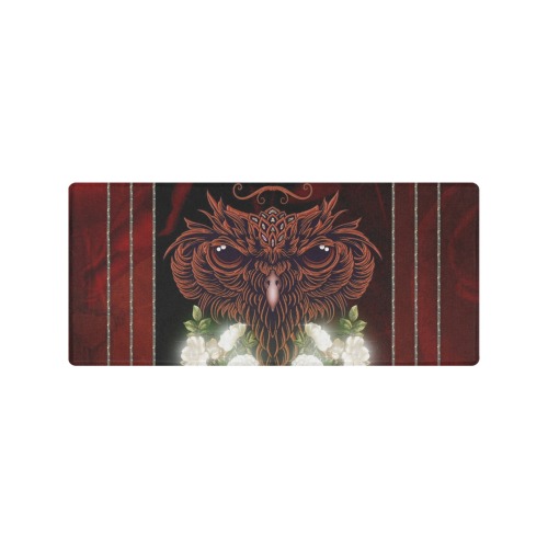 Awesome owl with flowers Gaming Mousepad (35"x16")