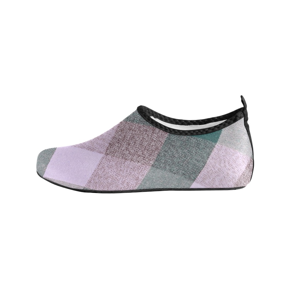Pastel Plaid Pink Men's Slip-On Water Shoes (Model 056)