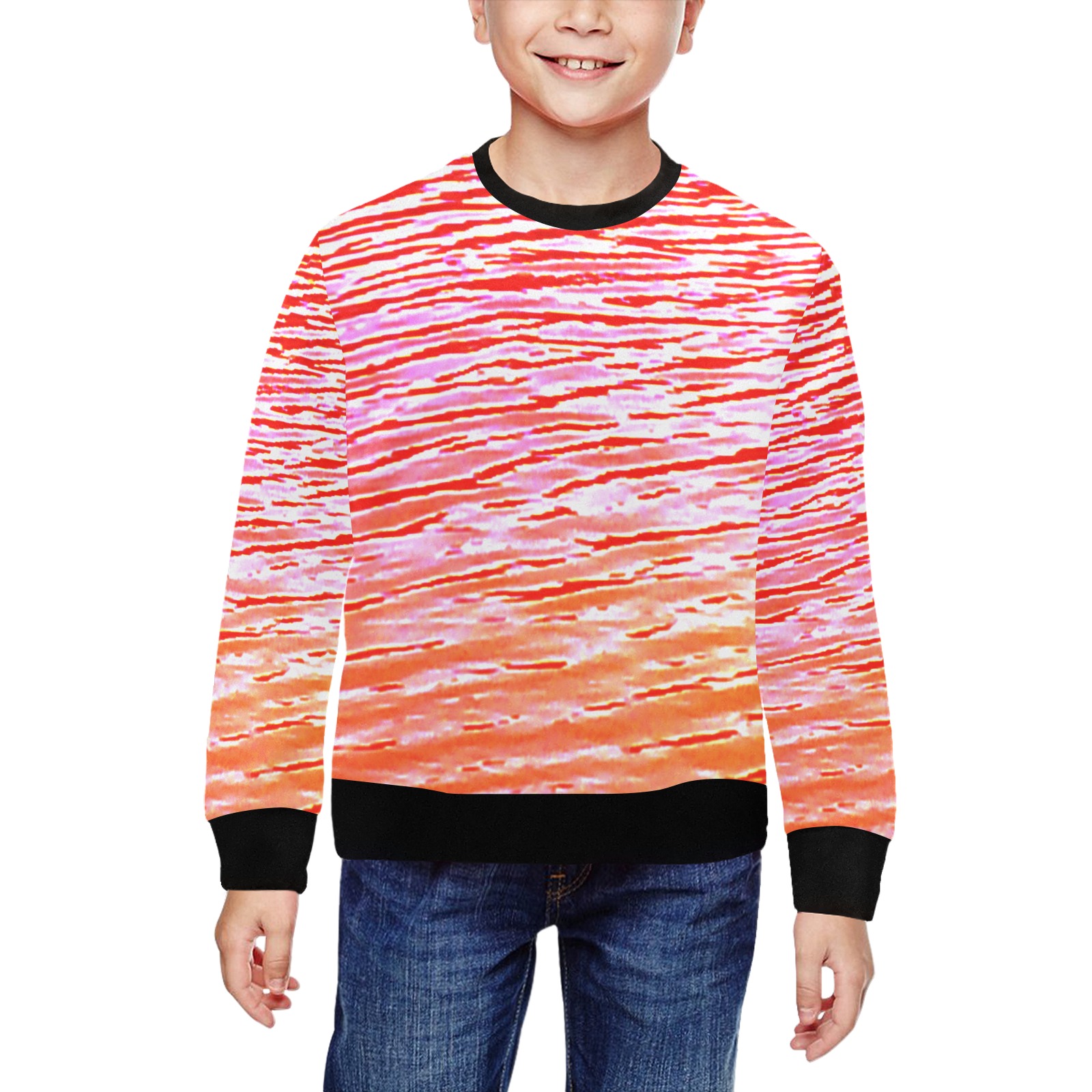 Orange and red water All Over Print Crewneck Sweatshirt for Kids (Model H29)