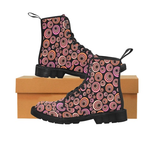 Retro Psychedelic Pretty Orange Pattern Martin Boots for Women (Black) (Model 1203H)
