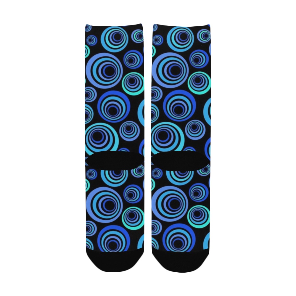 Retro Psychedelic Pretty Blue Pattern Women's Custom Socks