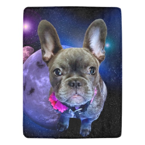 Dog French Bulldog and Planets Ultra-Soft Micro Fleece Blanket 60"x80"