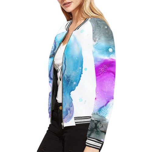 Aurora All Over Print Bomber Jacket for Women (Model H21)