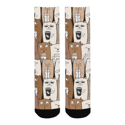 Cats and Coffee Men's Custom Socks